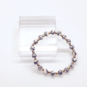 Handmade Gray Marble and Gold Beaded Bracelet